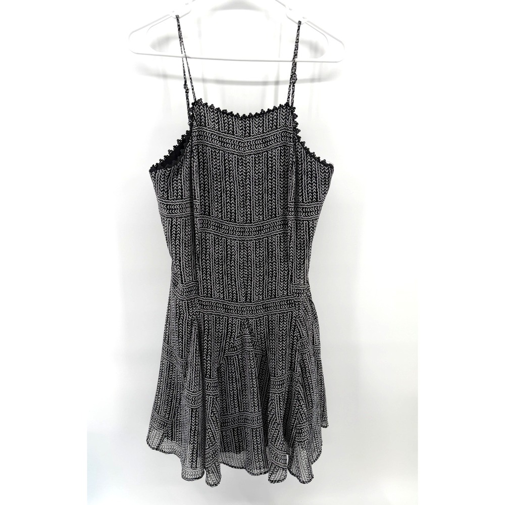 BCBGenerations Dress Black White Slinky Mini Sundress Lined A Line Lace Women 8